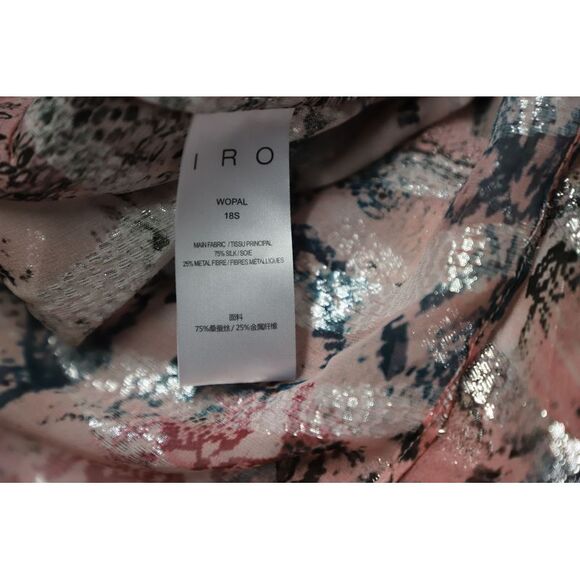 Iro Open-back Metallic Fil Coupé Chiffon Blouse in Pastel Pink Silk